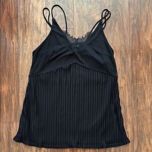 Express Black Asymmetrical Ribbed Camisole